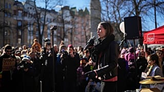 La Première ministre finlandaise Sanna Marin lors d'un meeting à Helsinki, 1er avril 2023.