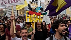 Στιγμιότυπο από την διαδήλωση στη Λισαβώνα