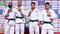 1. MEYER Roy (NED) 2. SNIPPE Jelle (NED) 3. SONG Woohyeok (KOR) 3. TATAROGLU Ibrahim (TUR). Left to Right.