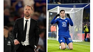 Sacked Chelsea manager Graham Potter (L) and donkey-loving player Kai Havertz (R)