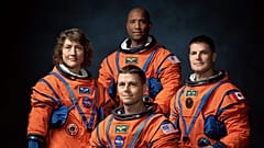 From left: NASA Astronauts Christina Koch, Victor Glover, Reid Wiseman, and Canadian Space Agency Astronaut Jeremy Hansen