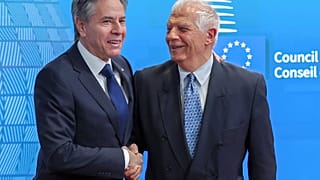 Secretário de Estado dos EUA, Antony Blinken, e o chefe da diplomacia europeia, Josep Borrell