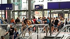 People enters the train at main train station in Berlin, Germany.   - 