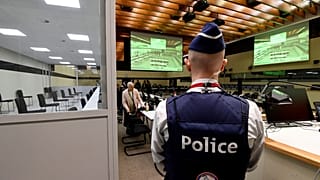 La salle d'audience du procès des attentats de Bruxelles (3/04/2023)