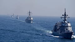 Warships from various countries take part in an exercise near Pakistan. 