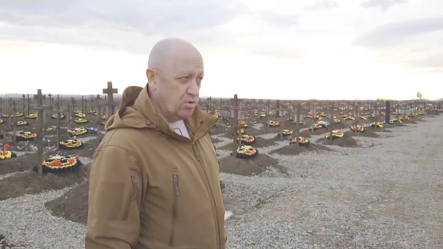Prigoschin auf dem Friedhof der Wagner-Söldner in der Region Krasnodar in Russland