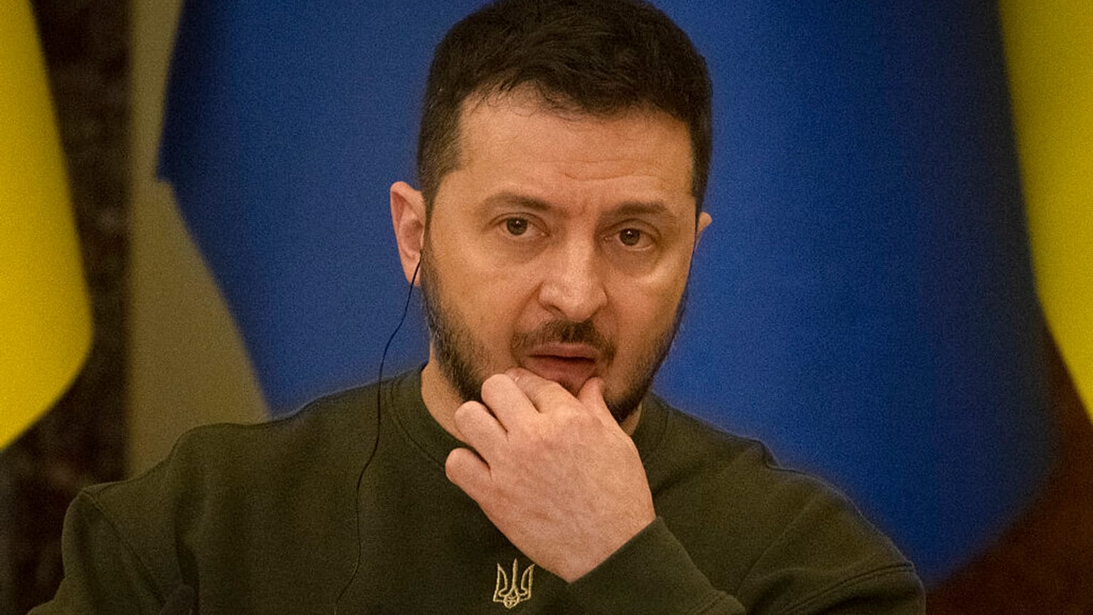 Ukrainian President Volodymyr Zelenskyy attends a news conference  after a meeting in Kyiv, Ukraine, on Jan. 19, 2023.