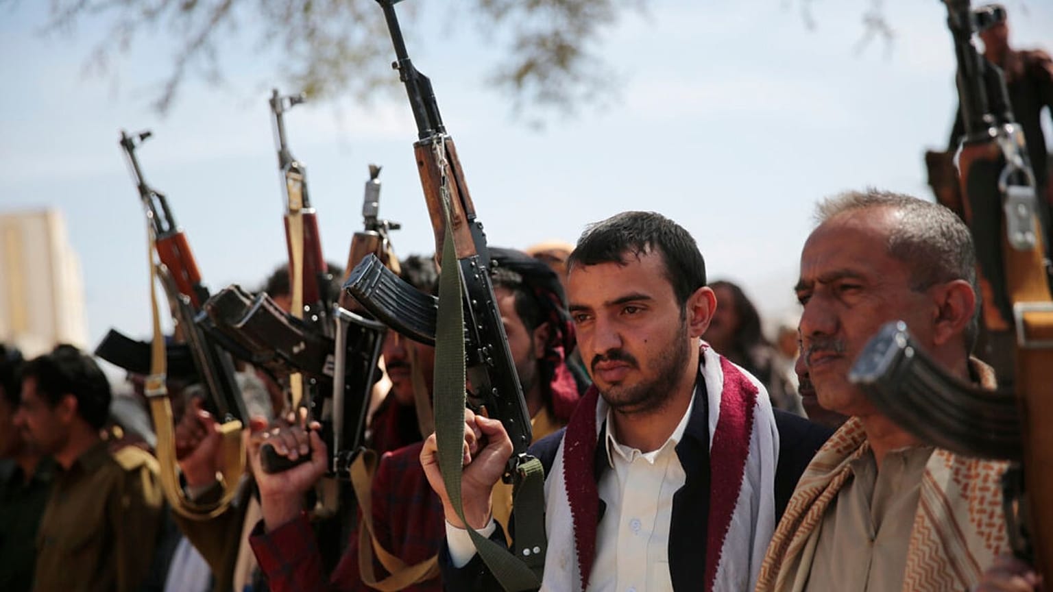 Armed Houthi fighters