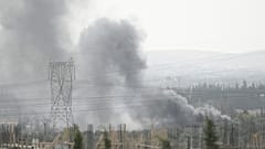 Smoke rises in the countryside of Damascus, Syria, on Saturday Oct 30, 2021, following what Syrian state media said was an Israeli airstrike.