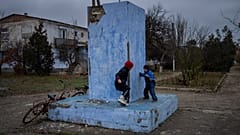 Children play in Novokyivka, southern Ukraine.