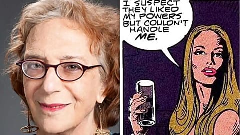 Rachel Pollack and her creation Kate Godwin, the first trans superhero