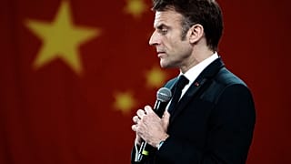 France's President Emmanuel Macron delivers a speech at the Sun Yat-sen university in Guangzhou, China, 7 April 2023. 