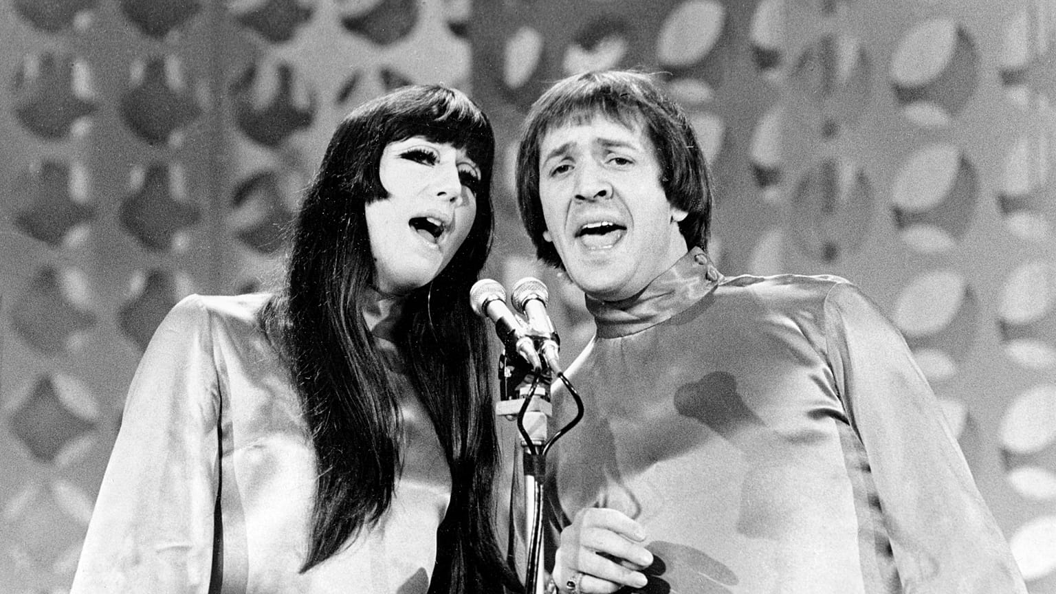 Sonny, right, and Cher sing during a taping of "The Danny Thomas Special" in Los Angeles in 1966