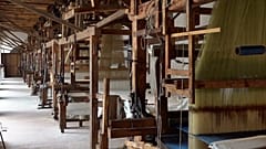 18th-century looms at Belvedere Palace and museum complex, a UNESCO world heritage site.