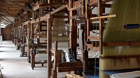 18th-century looms at Belvedere Palace and museum complex, a UNESCO world heritage site.