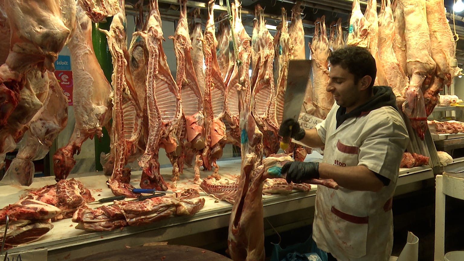 Mercado central de Varvakeios, Atenas, Grecia. 