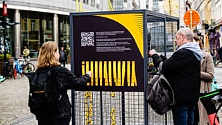 The exhibition in front of the European Parliament.