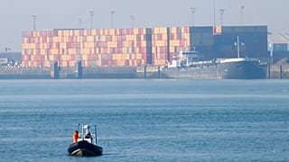 A view of shipping containers at the port of Zeebrugge, Belgium, Tuesday, Feb. 14, 2023.
