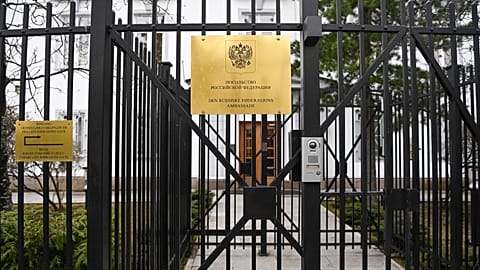 The Russian Embassy in Oslo is pictured on April 23, 2023.