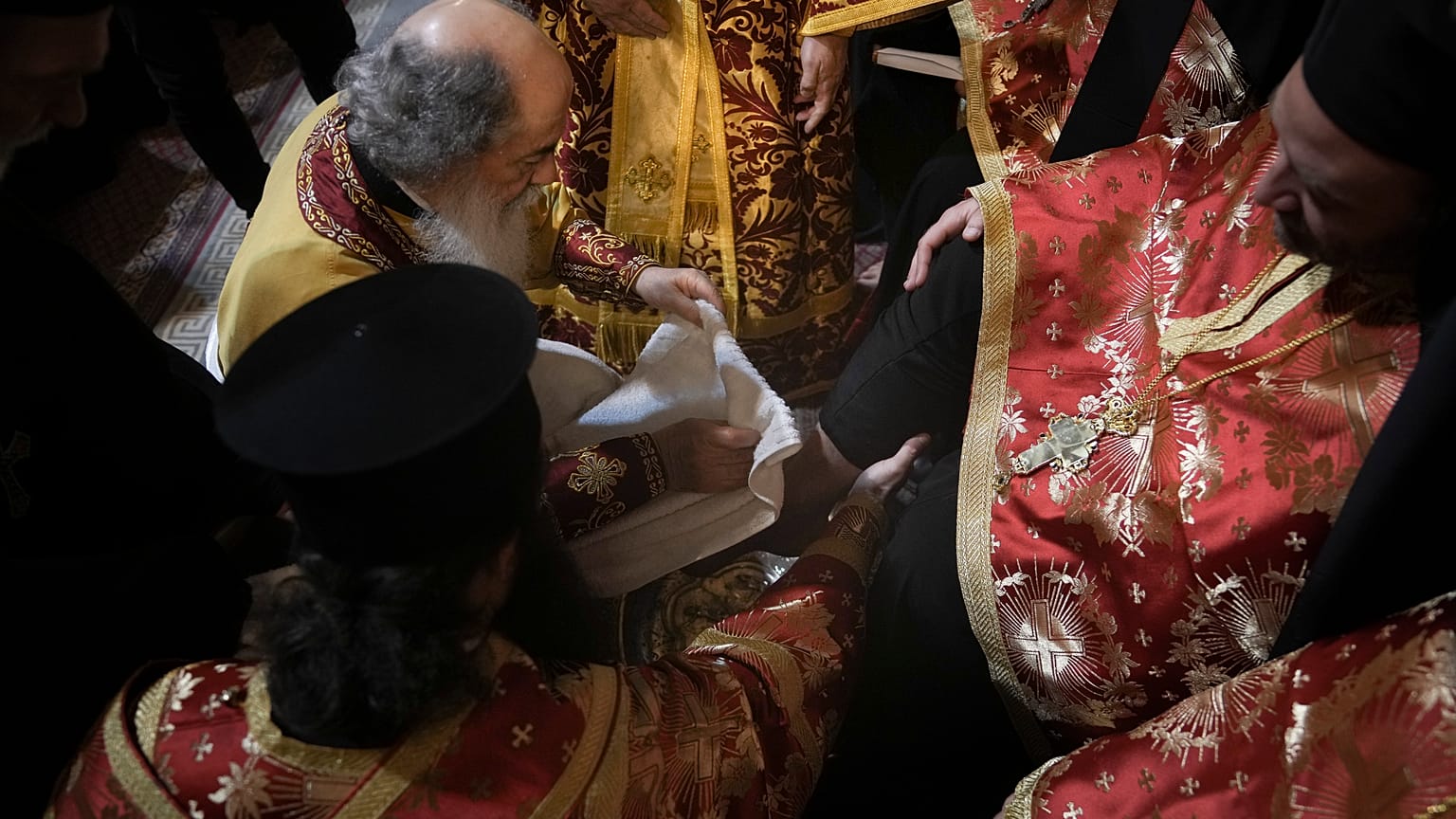 Ο Πατριάρχης Ιεροσολύμων Θεόφιλος ΙΙΙ στην τελετή του Νιπτήρος