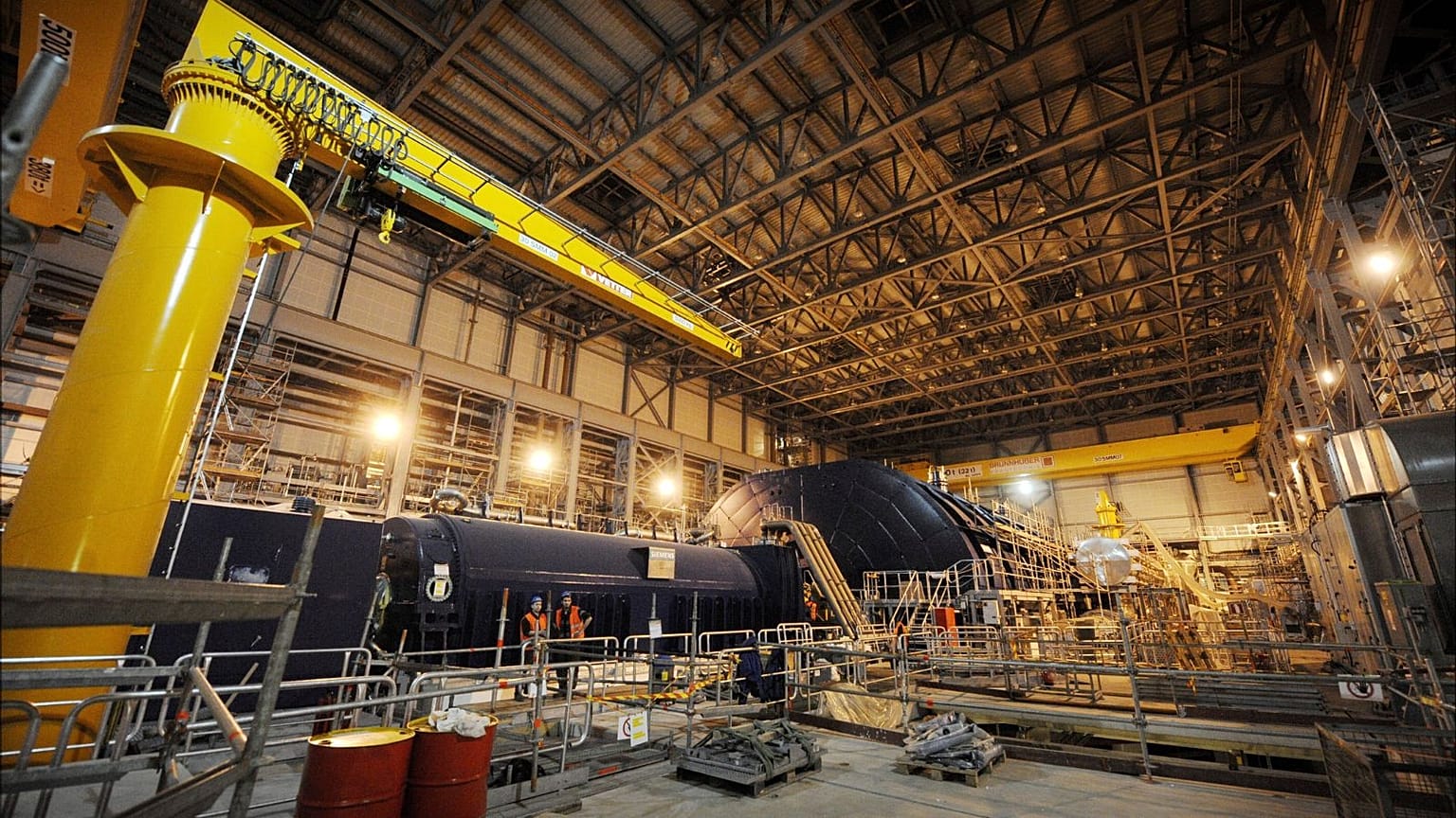 The turbine hall of the nuclear power plant Olkiluoto 3 pictured under construction in Eurajoki, south-western Finland, 2011.