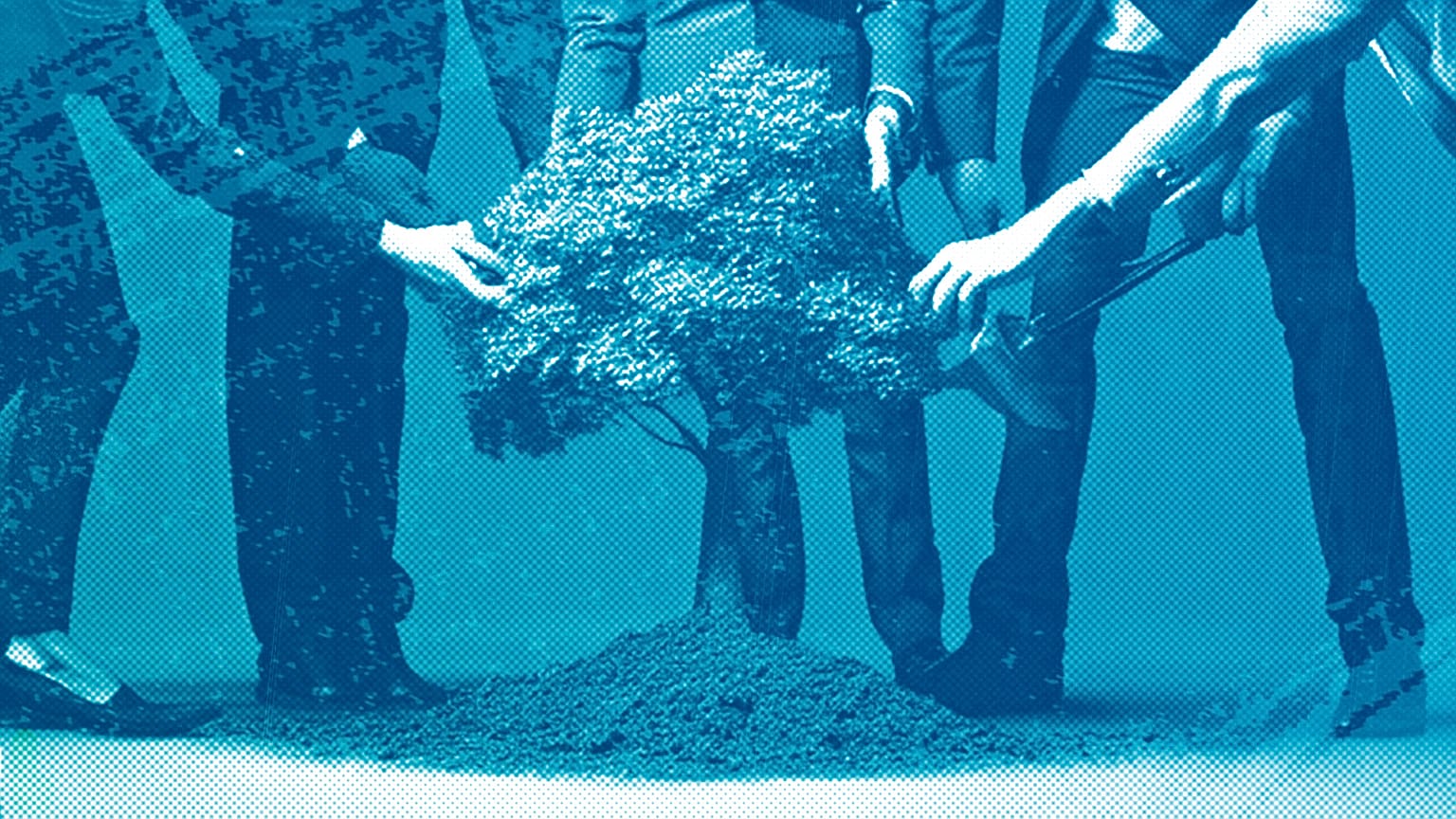 Businesspeople planting a tree