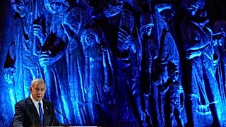 Israels Ministerpräsident Benjamin Netanjahu während seiner Rede in der Gedenkstätte Yad Vashem