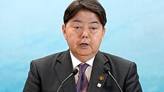 Japanese Foreign Minister Yoshimasa Hayashi speaks during the presidency's press conference at the G7 Foreign Ministers