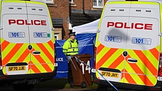 A police officer stands on duty outside the home of Peter Murrell, former chief executive of the Scottish National Party, 6 April, 2023.