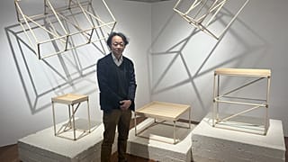 Takeda Katsuya at his design studio in Milan with the BRACE collection