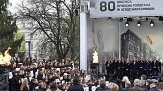 A lengyel, a német és az izraeli államfő a varsói megemlékezésen