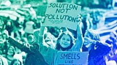 Environmental activists, many of them students, rallying in Warsaw, September 2021