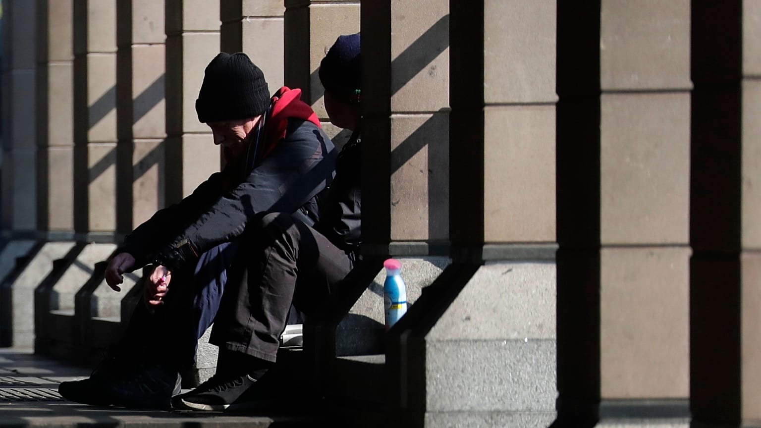 FILE: Homeless person in London, UK, March 2020