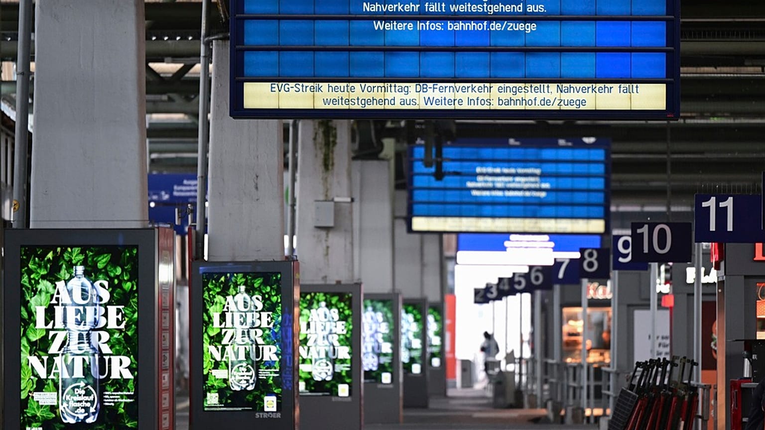 A display board at Stuttgart Central Station, Germany, Friday, April 21, 2023.