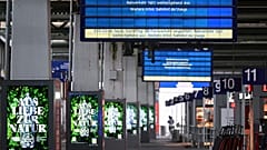 A display board at Stuttgart Central Station, Germany, Friday, April 21, 2023.