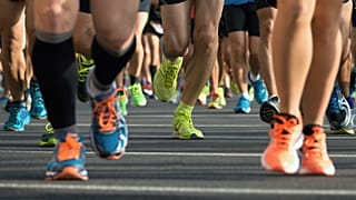 Participants run during a marathon.