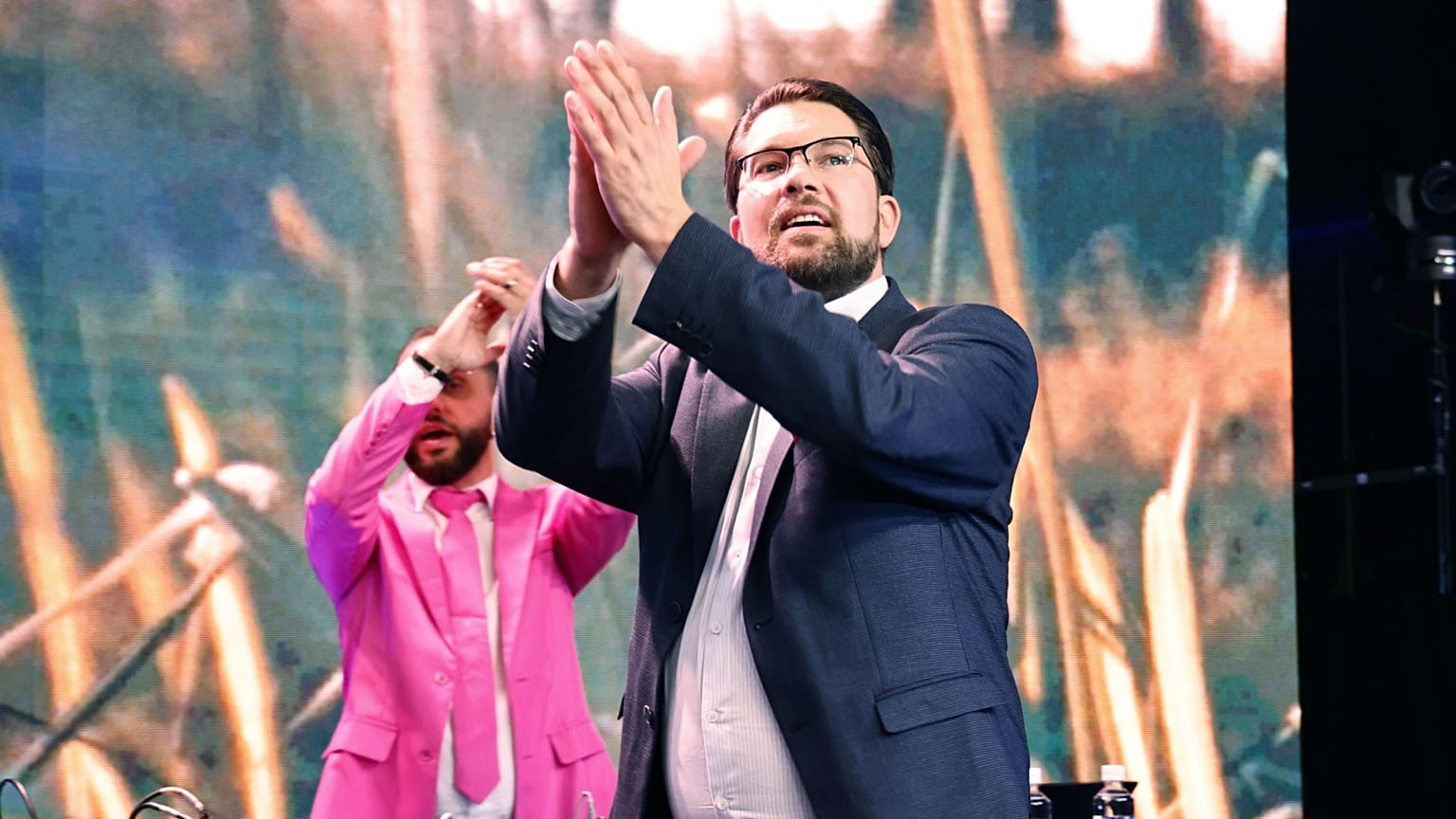 Jimmie Akesson, a Svéd Demokraták vezetője a tavalyi választás estéjén