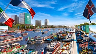 يُظهر الرسم التوضيحي الصادر في 15 ديسمبر 2021 من قبل اللجنة الأولمبية في باريس 2024 حفل افتتاح أولمبياد باريس في 26 يوليو 2024