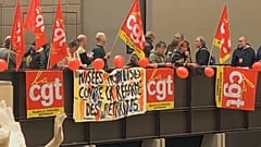 Protesters rallied inside of Orsay Museum in Paris on Friday, April, 21, 2023.