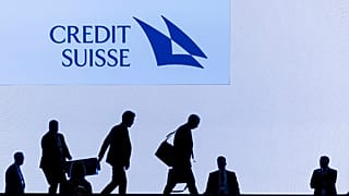 Swiss bank Credit Suisse CEO Ulrich Koerner, 3rd right, leaves the stage after the annual shareholders' meeting of the Swiss banking group .