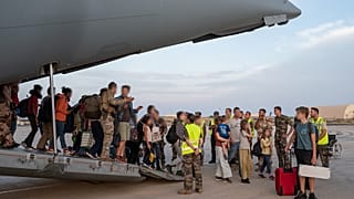 French military personnel evacuating civilians from Sudan