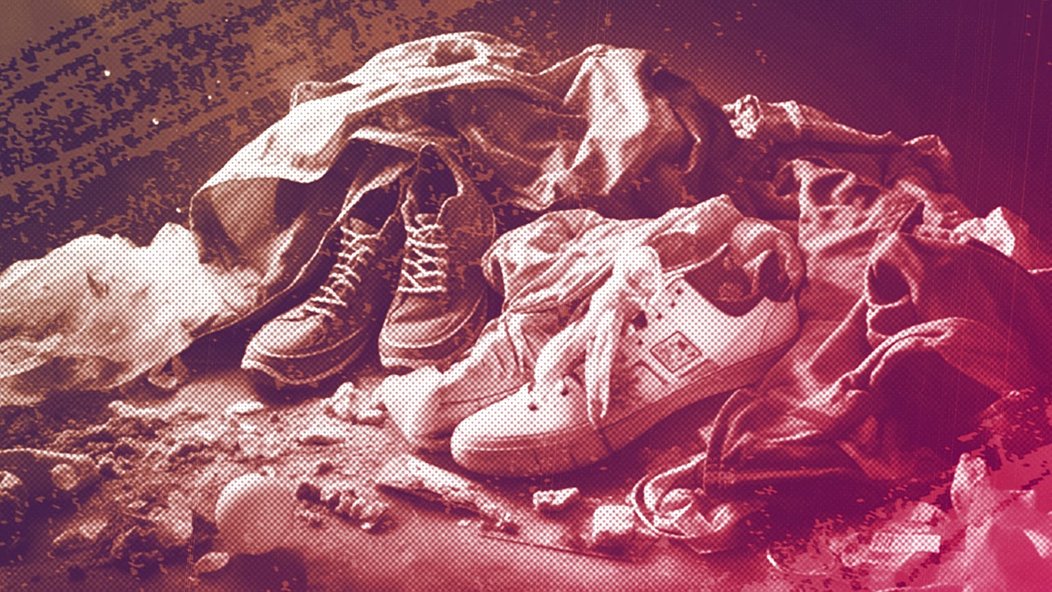 An illustration of discarded clothes causing microplastics pollution