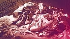 An illustration of discarded clothes causing microplastics pollution