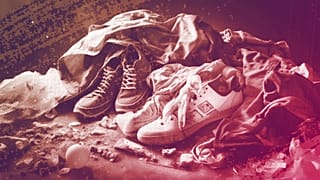 An illustration of discarded clothes causing microplastics pollution