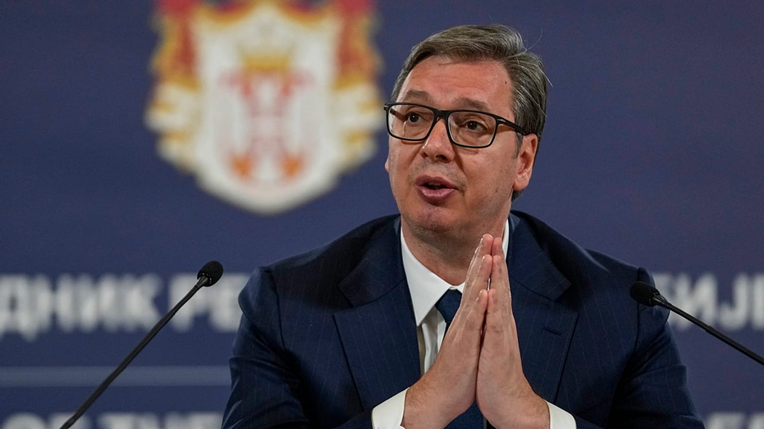 Il presidente serbo Aleksandar Vučić. (Belgrado, 24.4.2023)