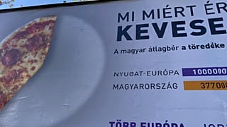 A photo of the ALDE pizza poster from their campaign against Budapest 