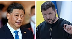 Коллаж: президент Украины Владимир Зеленский, председатель КНР Си Цзиньпин.