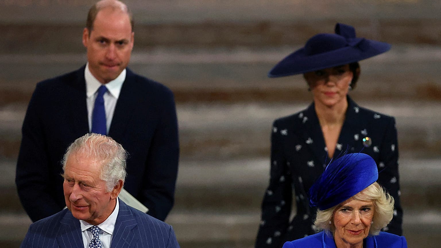 King Charles III, Camilla, the Queen Consort, Prince William, and Kate, Princess of Wales