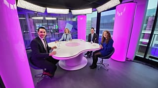 Host Méabh Mc Mahon with Vlad Georghe, Danielle Brady and Adrian Van den Hoven