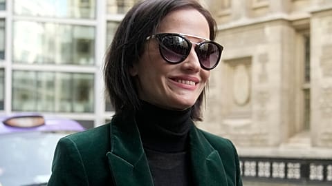 Actress Eva Green arrives at the High Court in London, Monday, Jan. 30, 2023. 